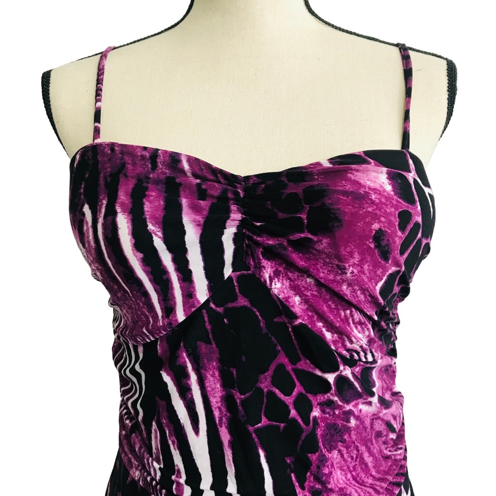 💜SOLD💜Purple Animal Print Slinky Dress - Picture 3 of 5